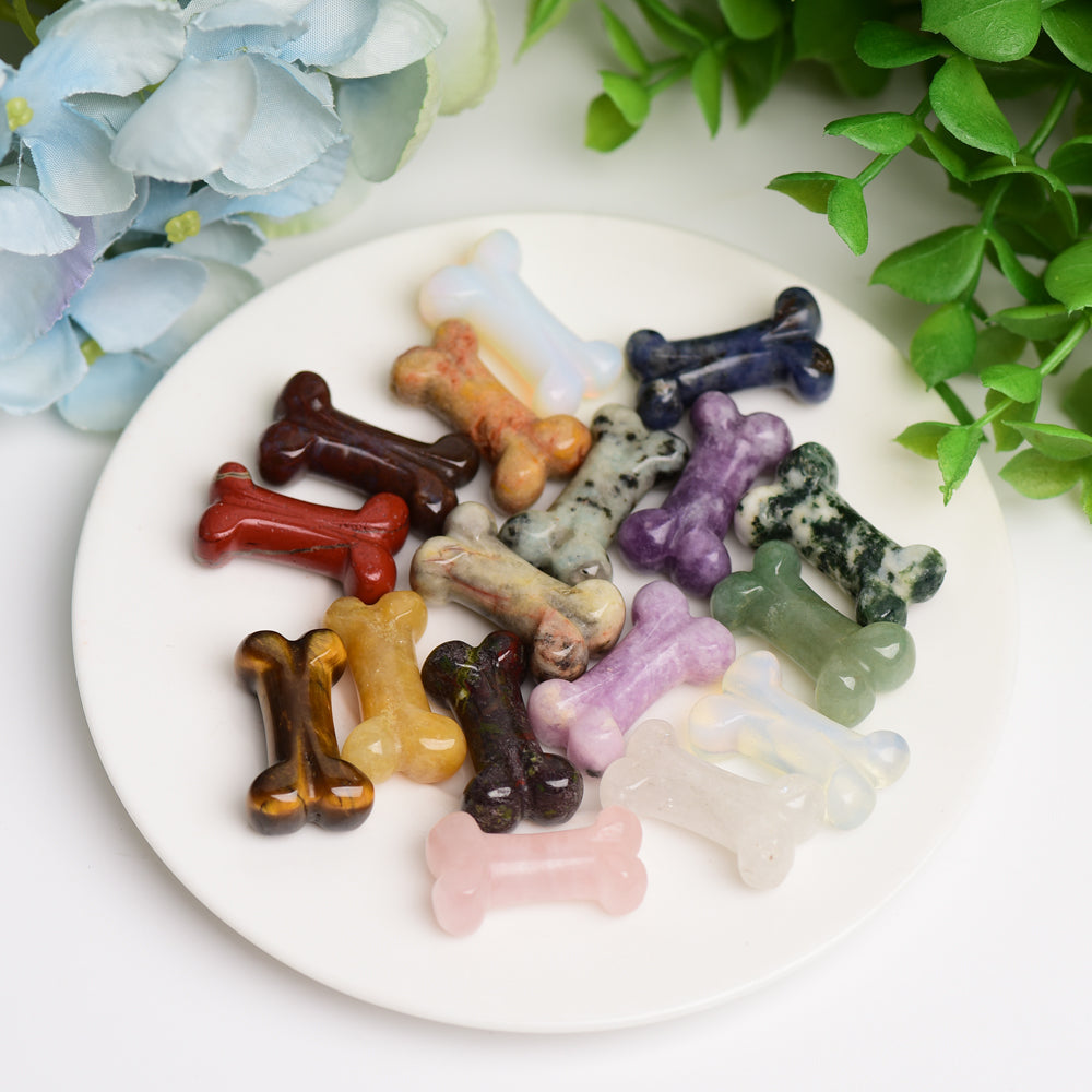 1.0 Inch Mixed Crystal Mini Bone Carvings for Jewelry