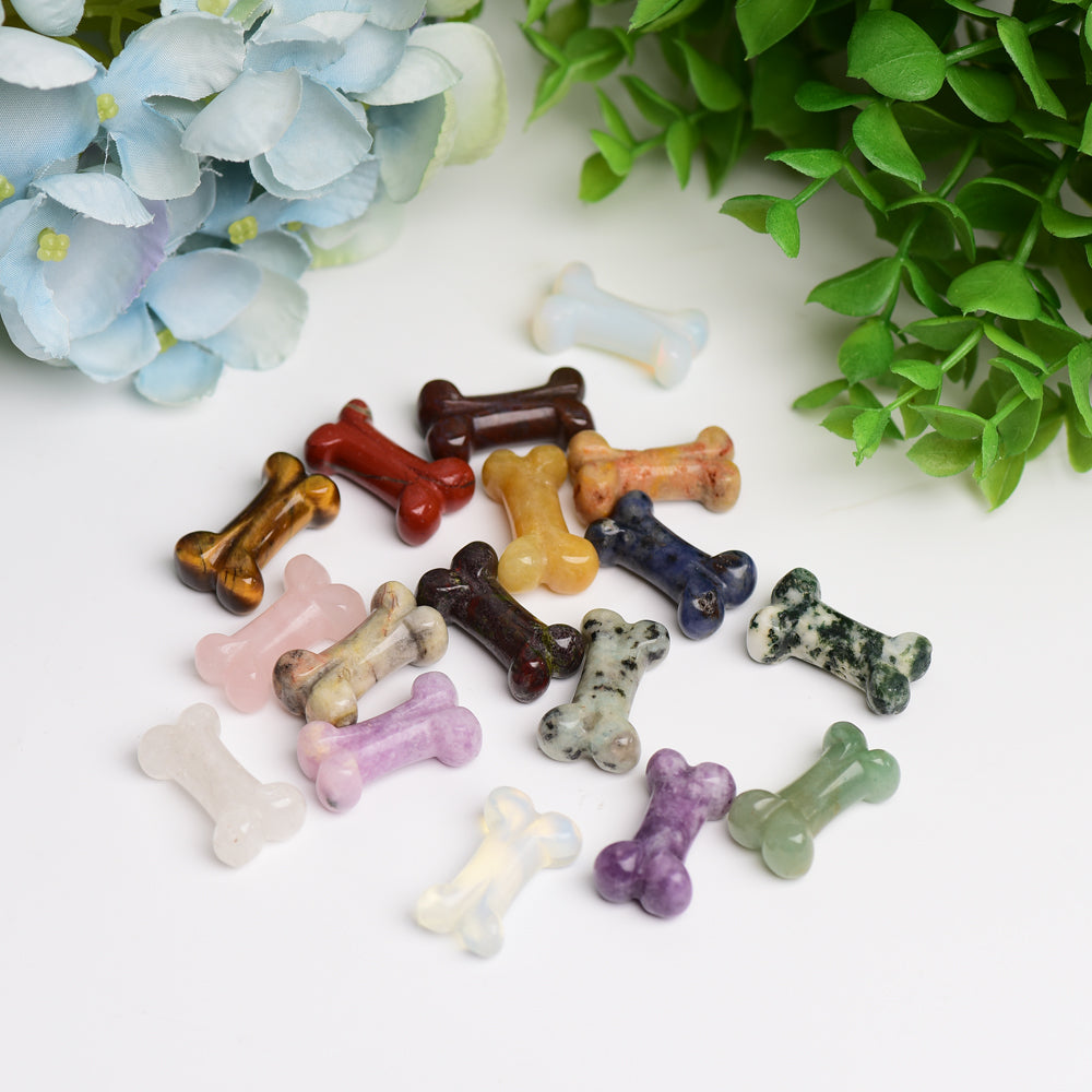 1.0 Inch Mixed Crystal Mini Bone Carvings for Jewelry