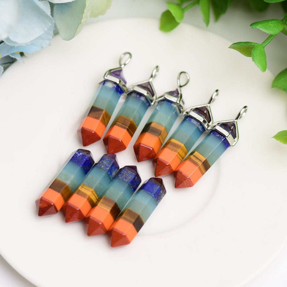 1.2 inch Chakra Crystal Point Pendant for Healing & Meditation