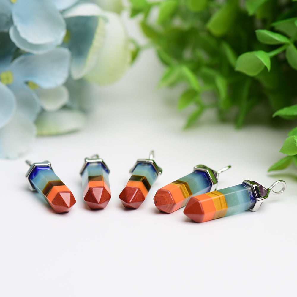 1.2 inch Chakra Crystal Point Pendant for Healing & Meditation