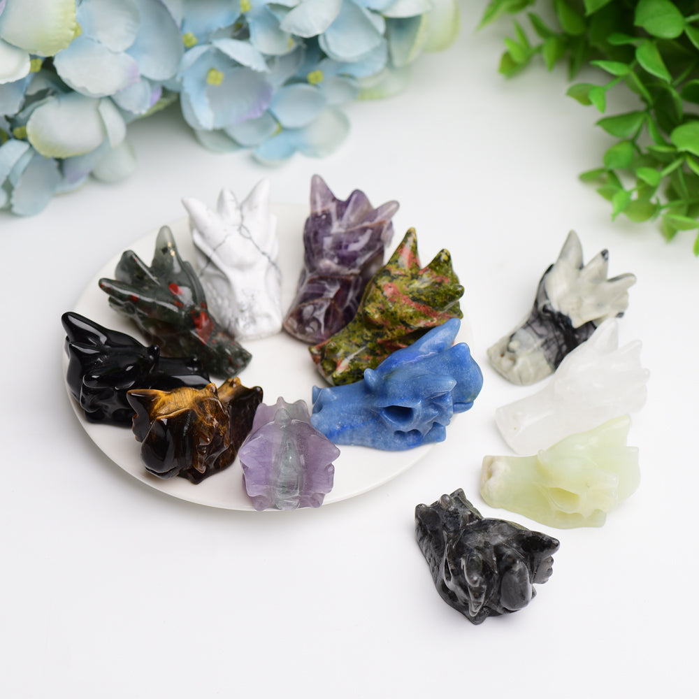 1.8" Mixed Crystal Dragon Head Figurine for Feng Shui