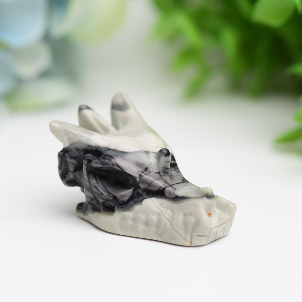1.8" Mixed Crystal Dragon Head Figurine for Feng Shui