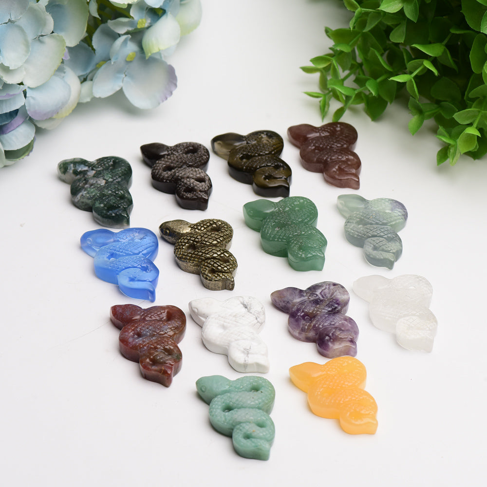 2.0 inch Mixed Crystal Snake Carving for Spiritual Healing