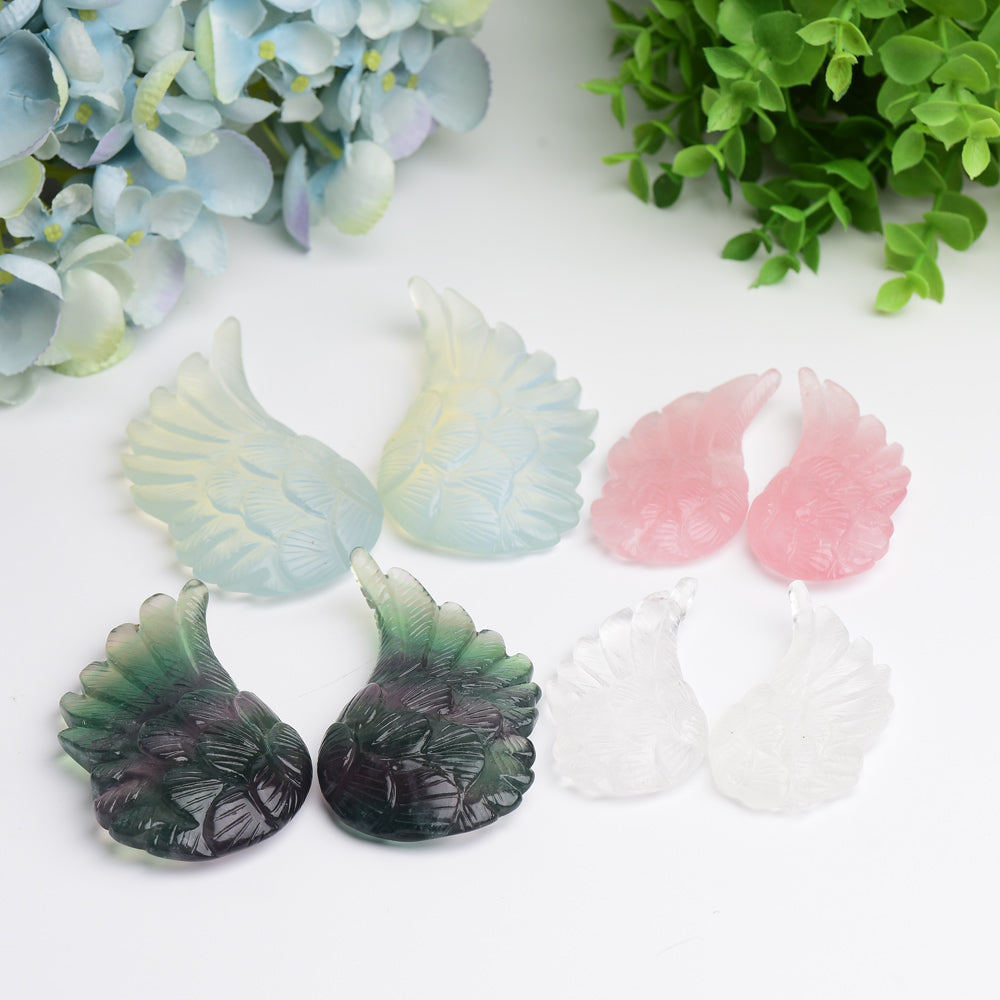 3-4 Inch Crystal Angel Wings Carving Figurines