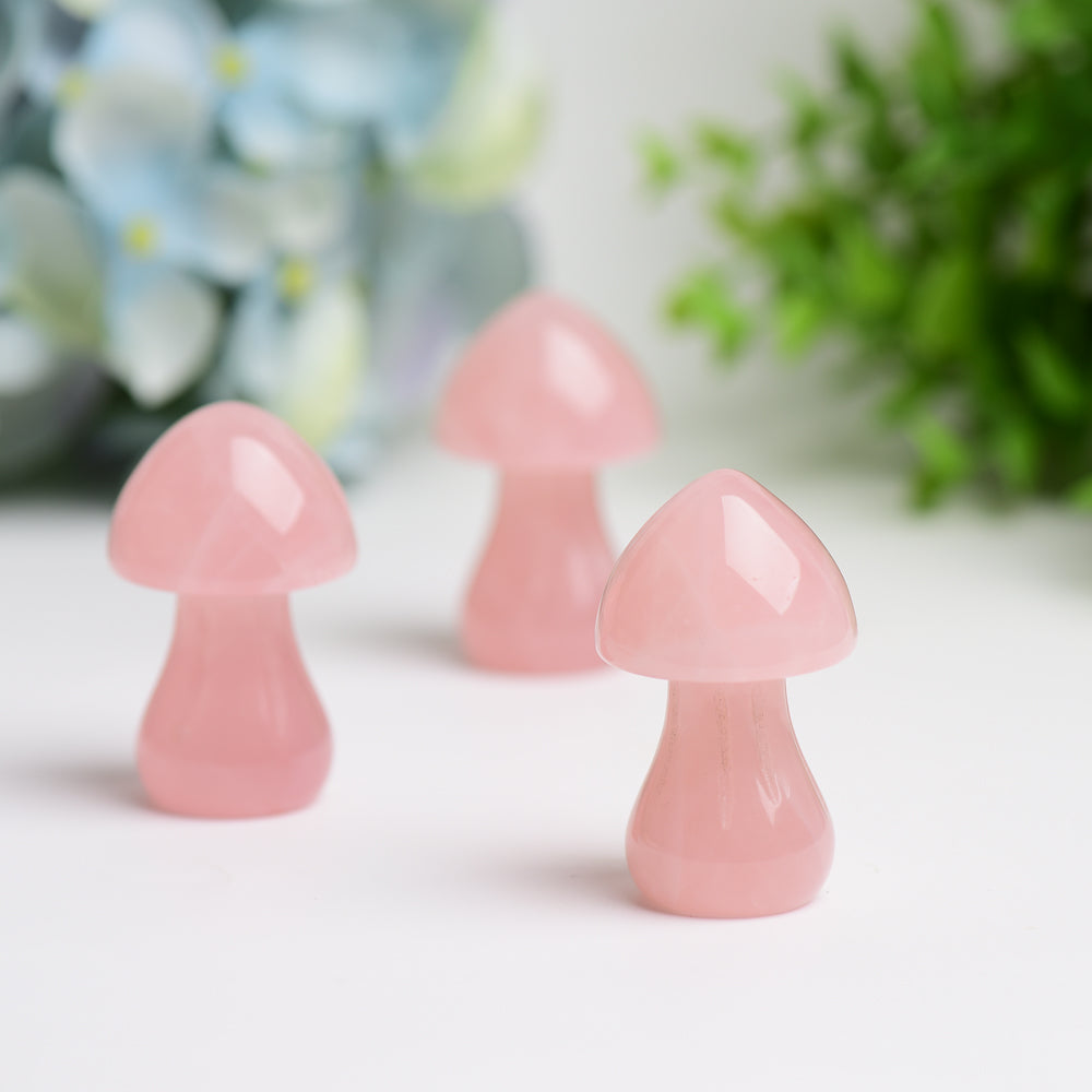 2.0 Inch Rose Quartz Mushroom Crystal Figurine for Healing