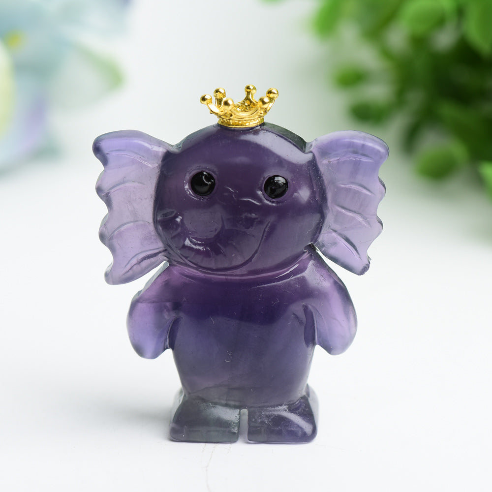 2.5-inch Fluorite Crystal Elephant Carving for Healing
