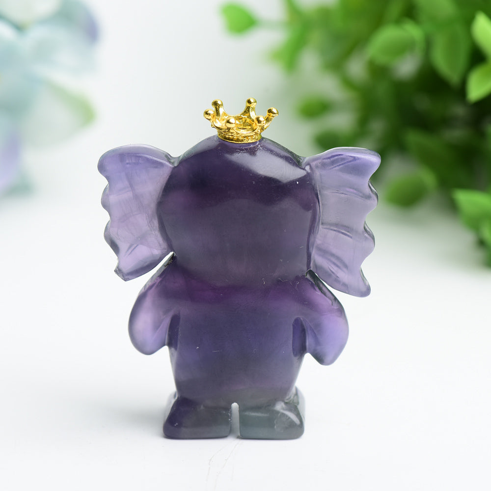 2.5-inch Fluorite Crystal Elephant Carving for Healing