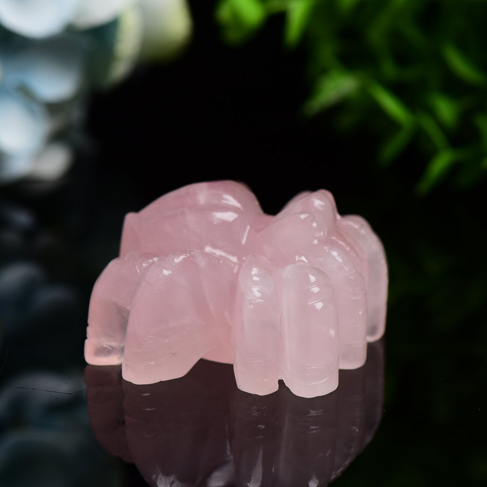 2.4 Inch Rose Quartz Spider Crystal Figurine Carving