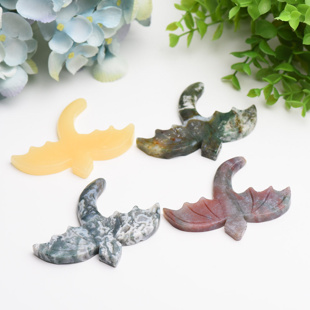 3.5-inch Moss Agate & Yellow Calcite Crystal Dragon Carving for Healing