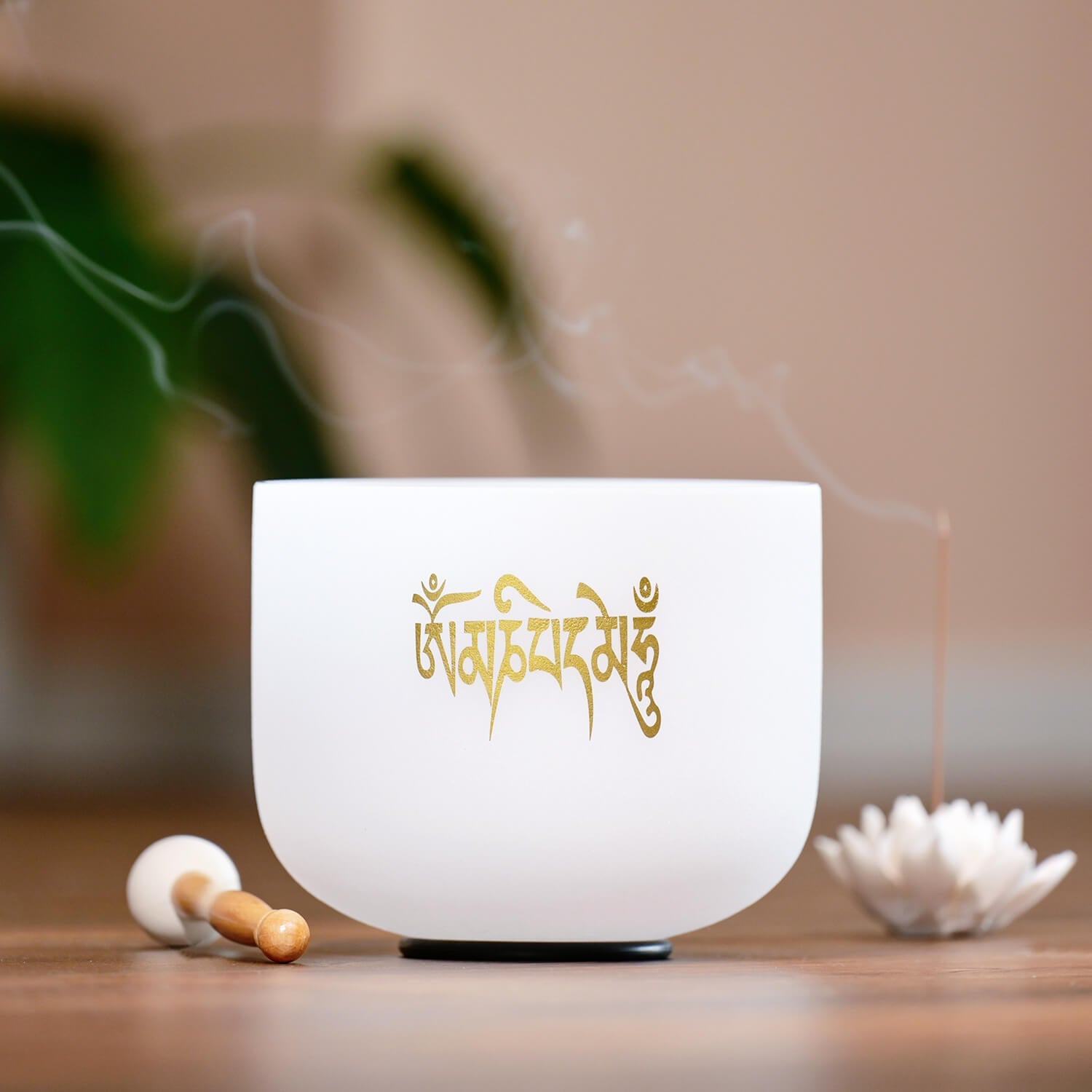 Six-Syllable Mantra Frosted Quartz Singing Bowl