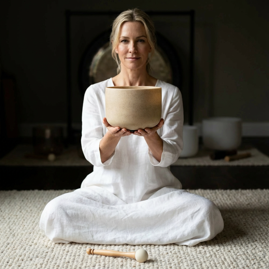 E Note Tea Topaz Gemstone Fusion Crystal Singing Bowl