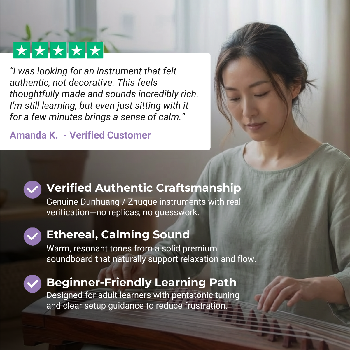 68 cm Solid Wood Guzheng Chinese Zither 古筝