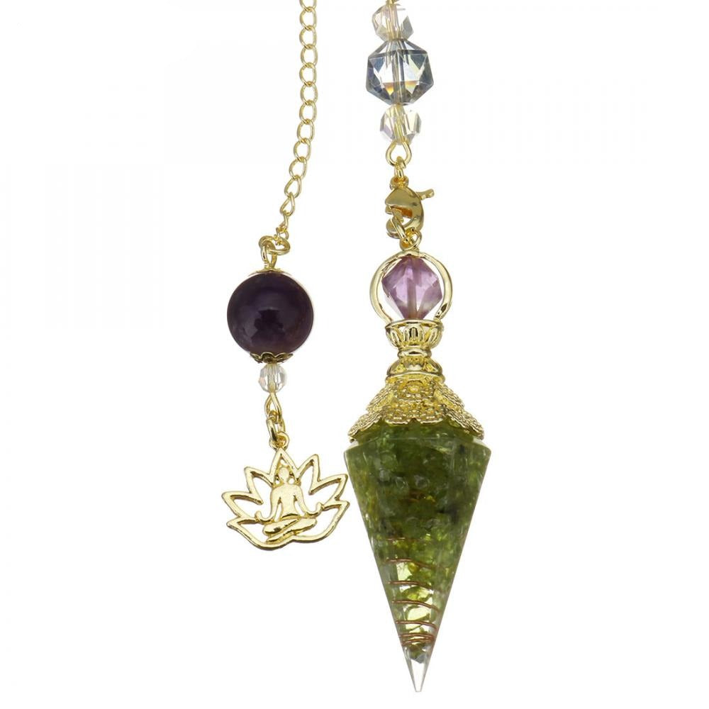 Amethyst Peridot Orgone Crystal Pendulum