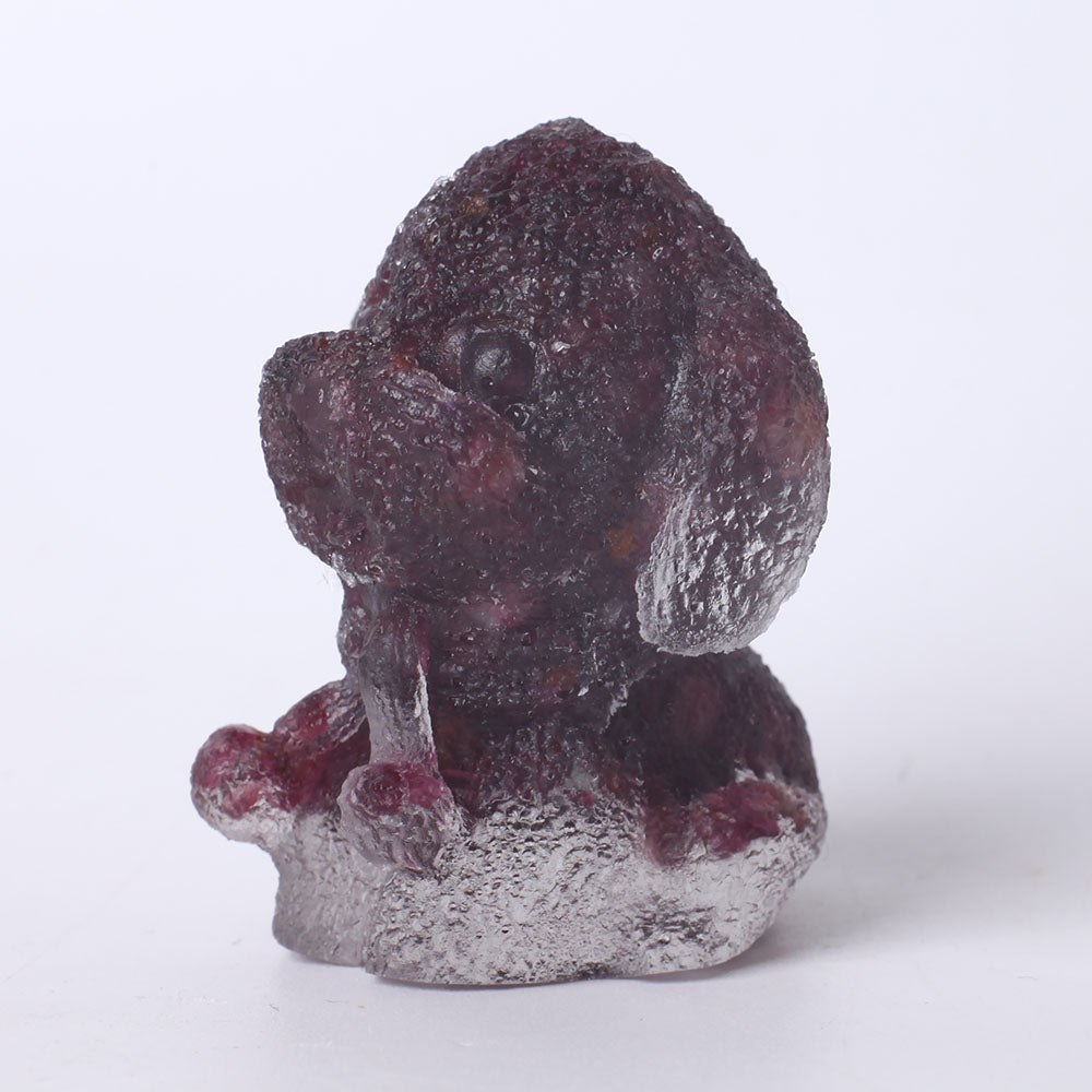2 inch Garnet Resin Teddy Dog Figurine Healing Decor