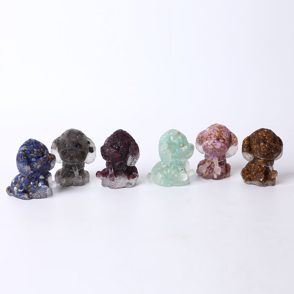 2 inch Resin Crystal Dog Figurine - Healing Gemstone Decor