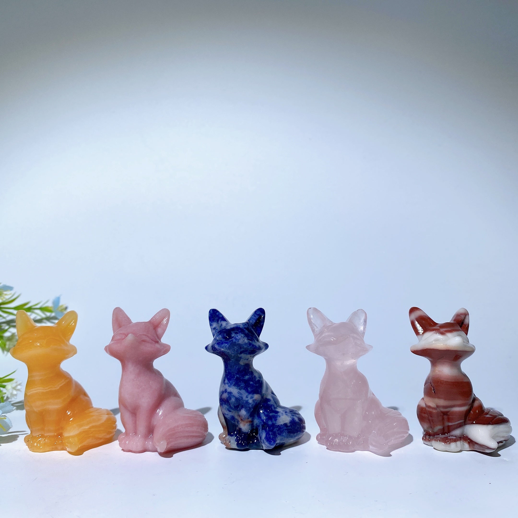 2.3" Mixed Crystal Fox Carvings for Healing & Meditation