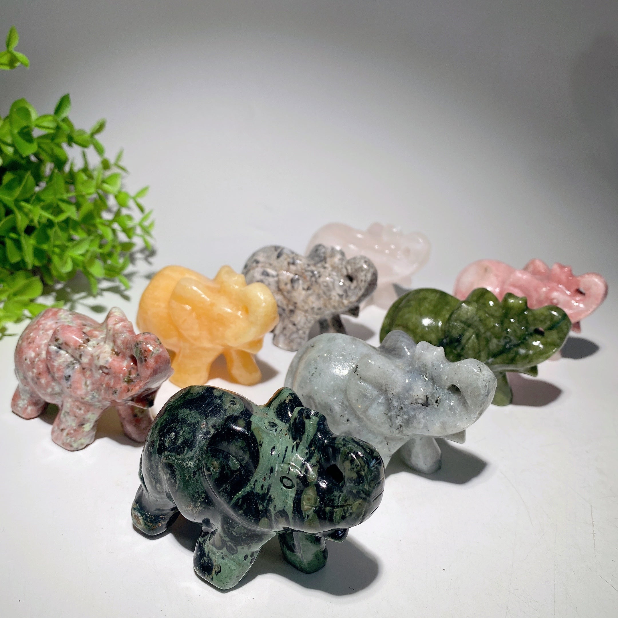3.2 Inch Mixed Crystal Elephant Carving for Healing & Feng Shui