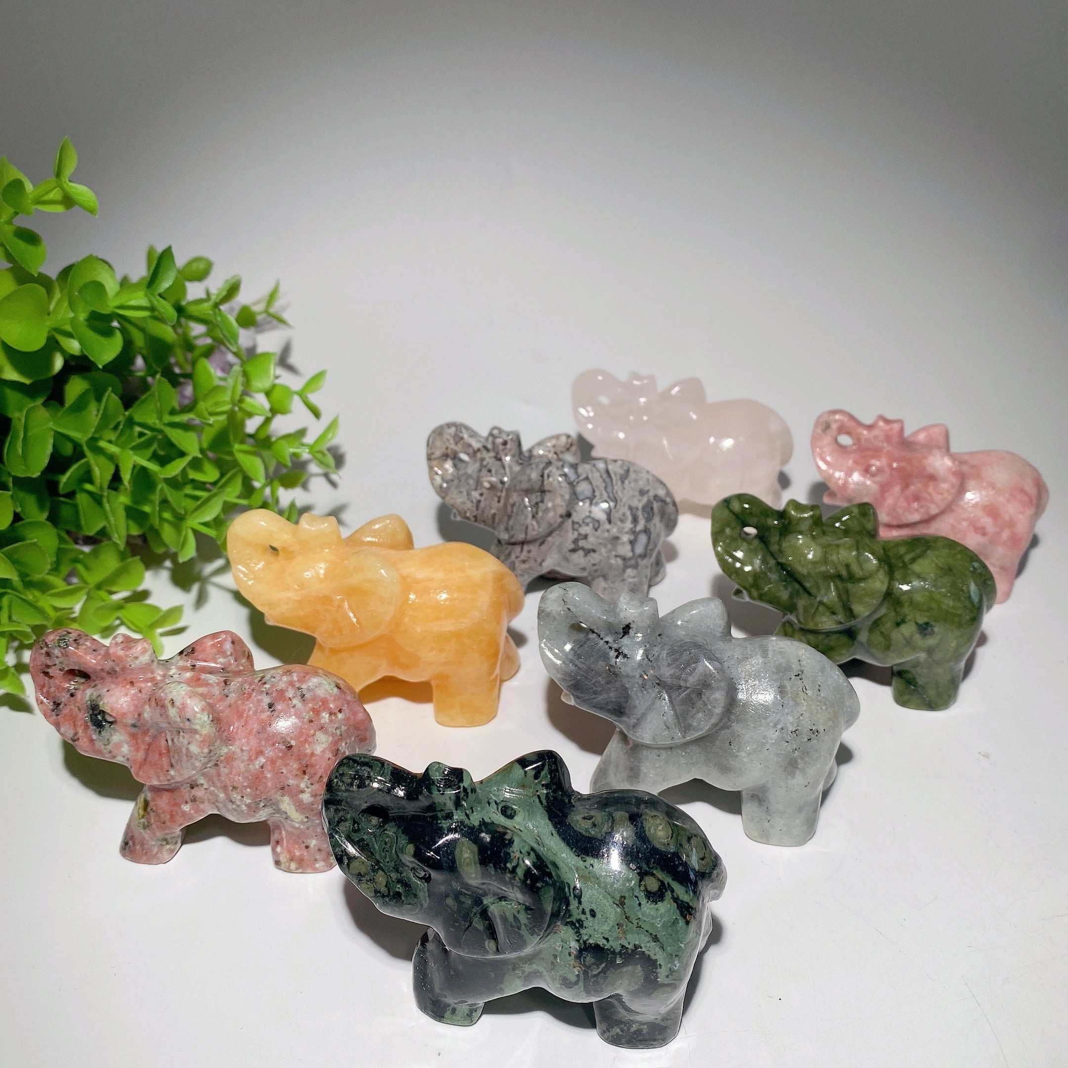 3.2 Inch Mixed Crystal Elephant Carving for Healing & Feng Shui