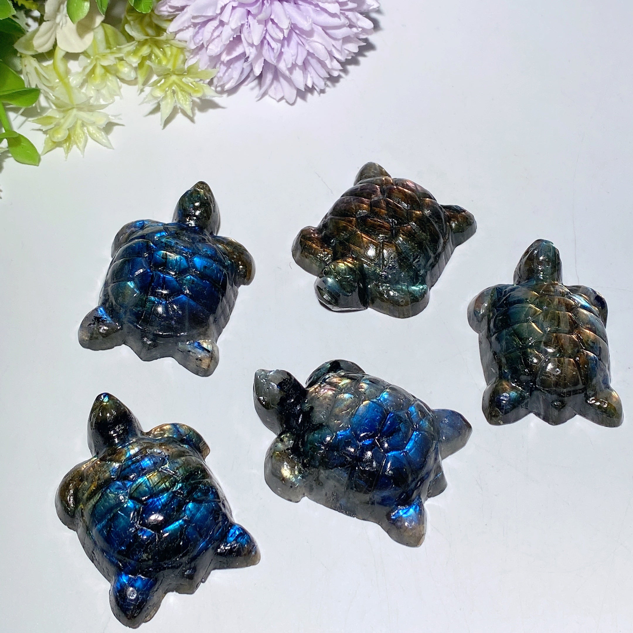 2.0 inch Labradorite Crystal Turtle Figurine for Healing