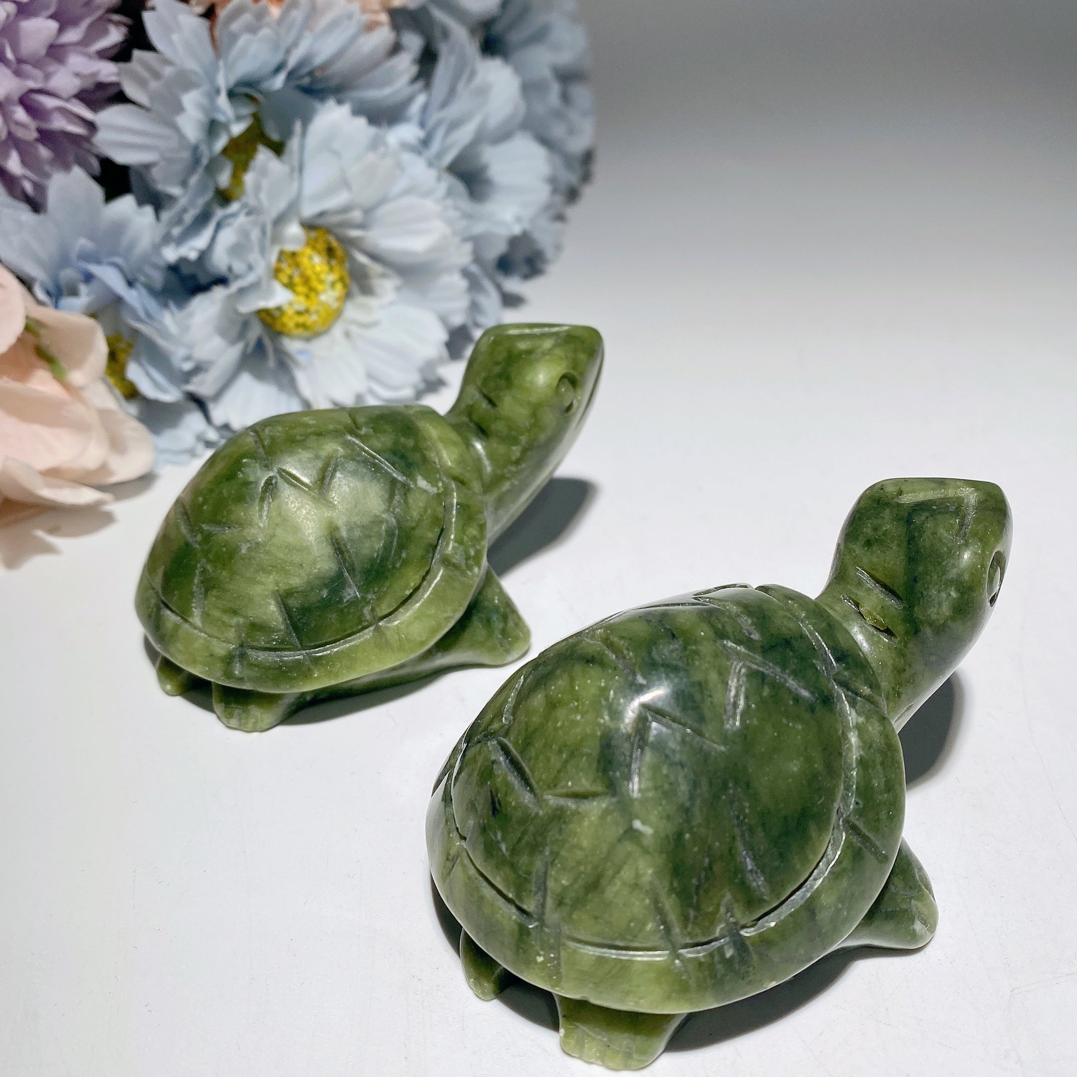 3.1-Inch Serpentine Crystal Turtle Figurine for Healing
