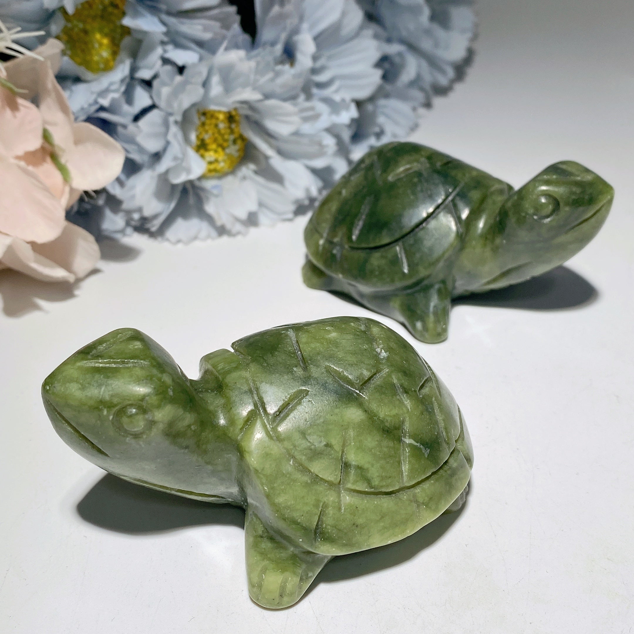 3.1-Inch Serpentine Crystal Turtle Figurine for Healing