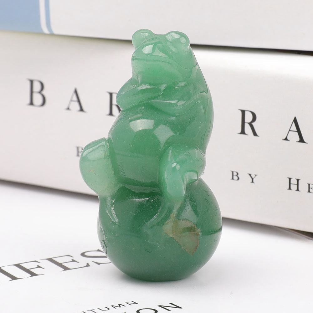 Green Aventurine Crystal Frog Carving 2.26in Spiritual Figurine