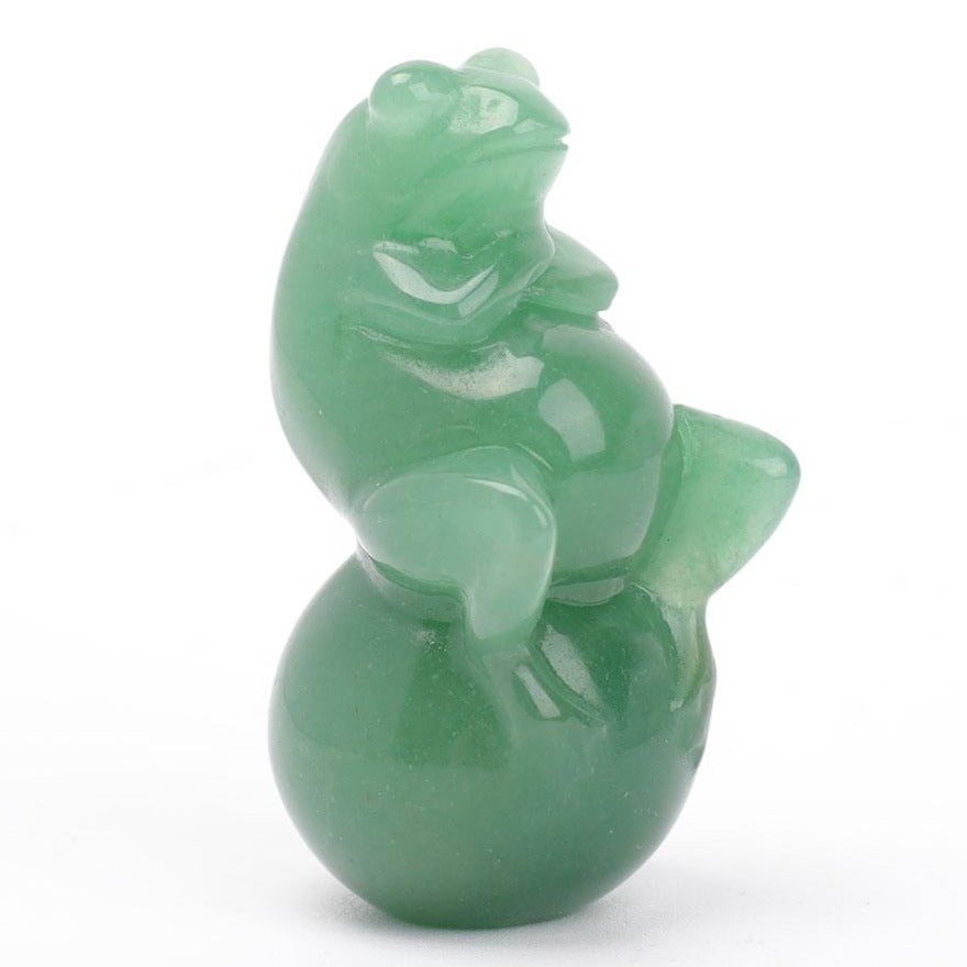 Green Aventurine Crystal Frog Carving 2.26in Spiritual Figurine