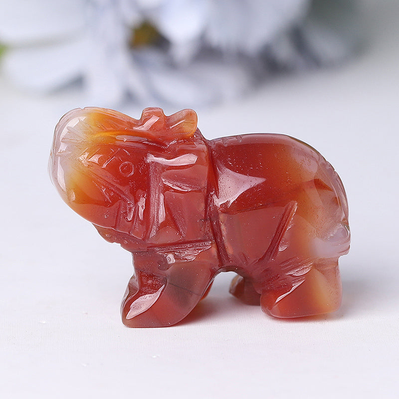 2-inch Carnelian Elephant Crystal Figurine for Energy Balance