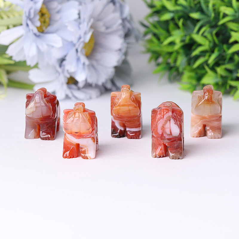 2-inch Carnelian Elephant Crystal Figurine for Energy Balance