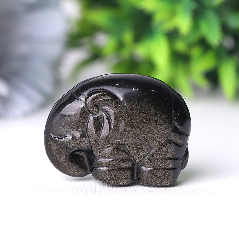 1.5 inch Crystal Elephant Carvings in Howlite, Labradorite & Obsidian