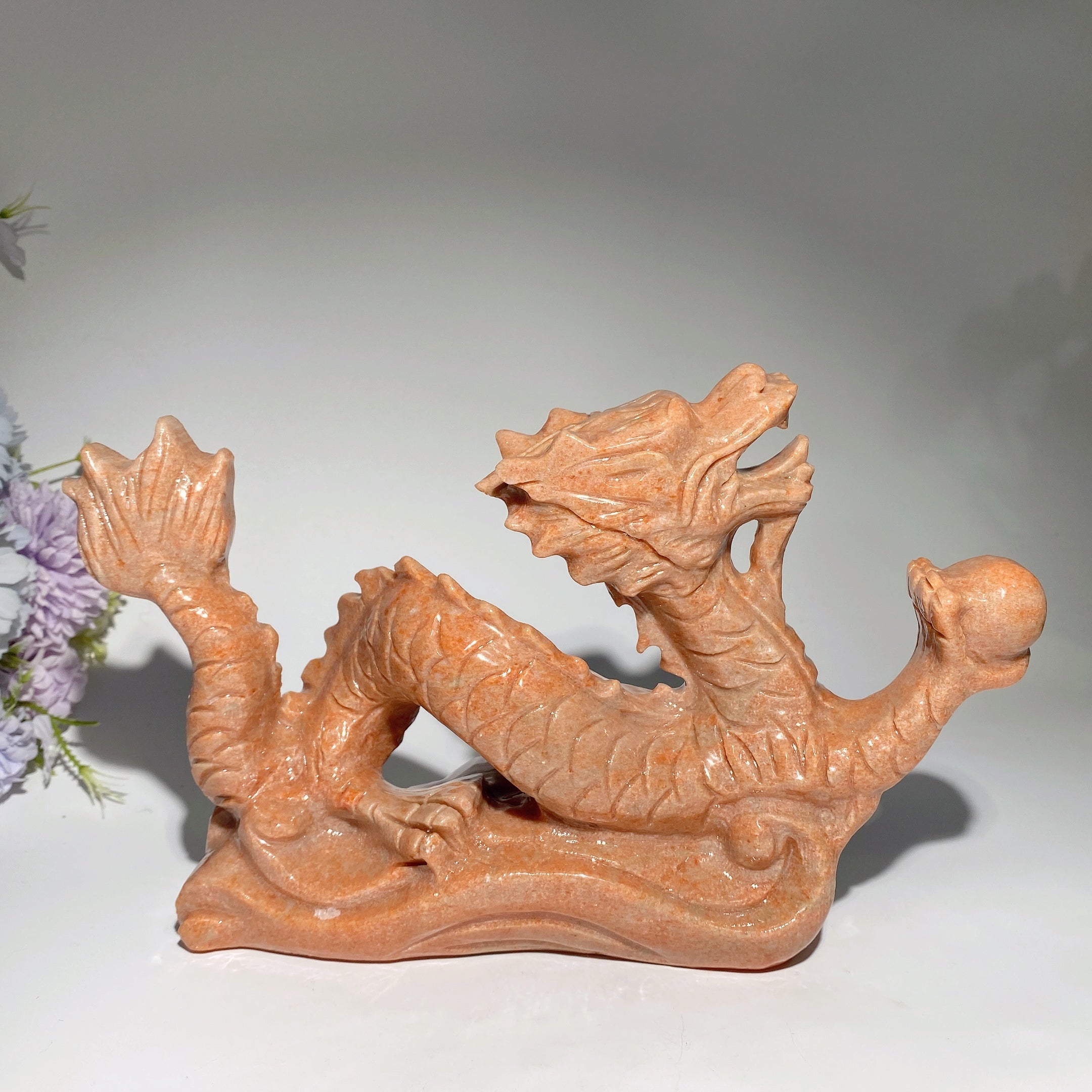 11 inch Sunstone Dragon Crystal Carving for Healing