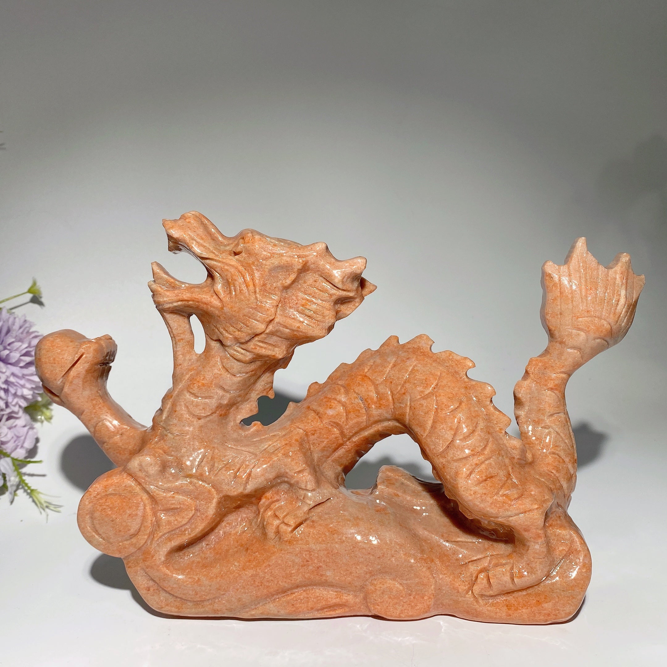 11 inch Sunstone Dragon Crystal Carving for Healing