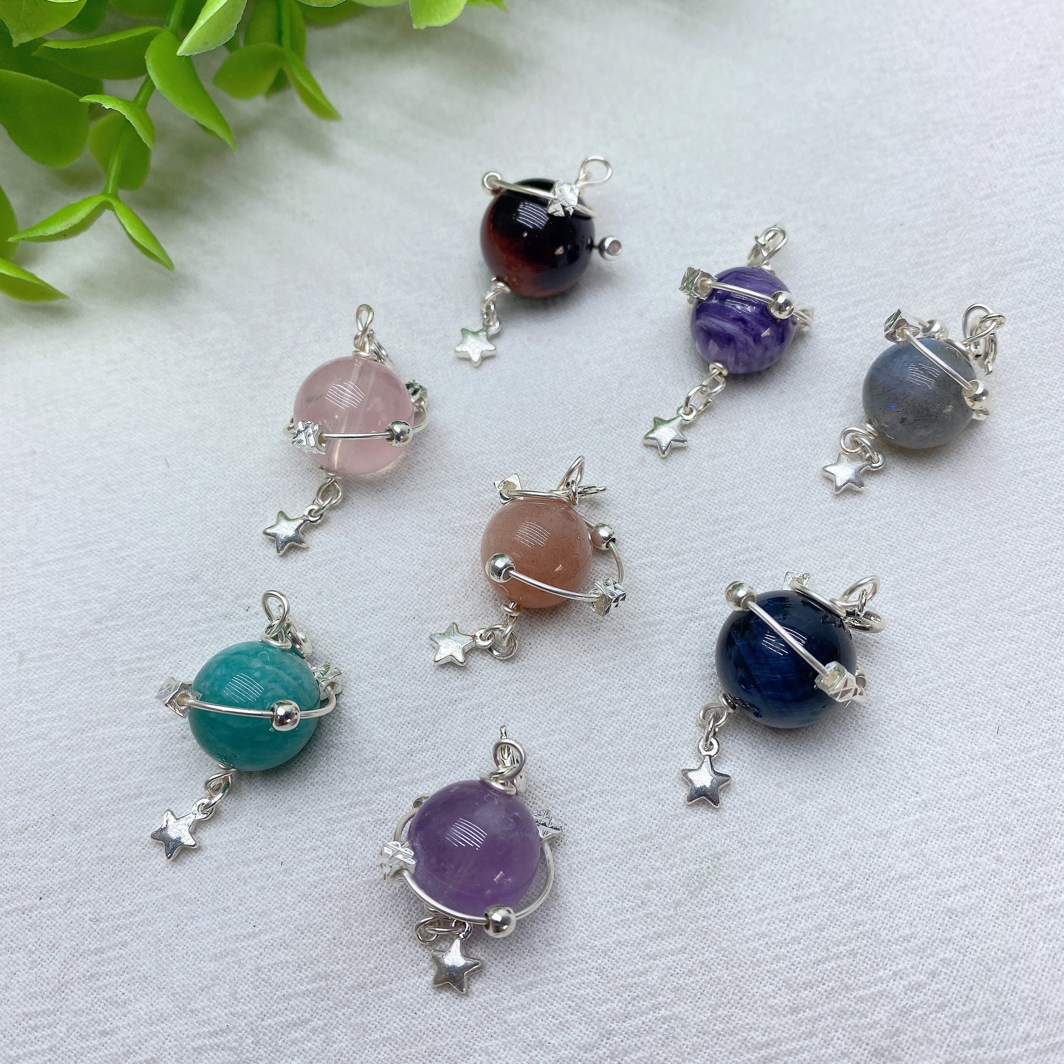 Mixed Crystal Planet Pendant 1.2 inch Healing Necklace