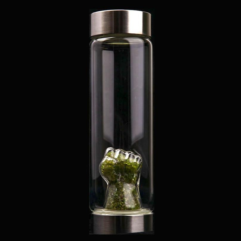 23.5cm Peridot Crystal Infused Glass Water Bottle