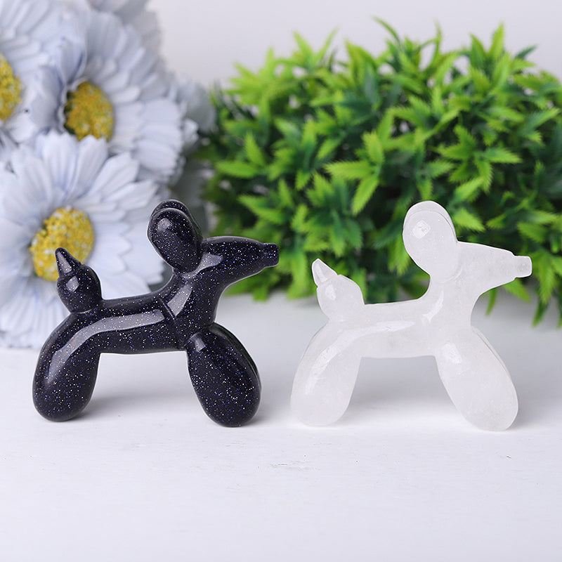 2.8 Inch Clear Quartz Balloon Dog Crystal Carving