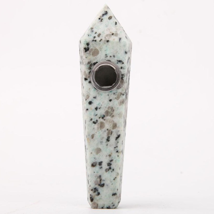 4.25" Kiwi Jasper Crystal Smoking Pipe for Healing Rituals