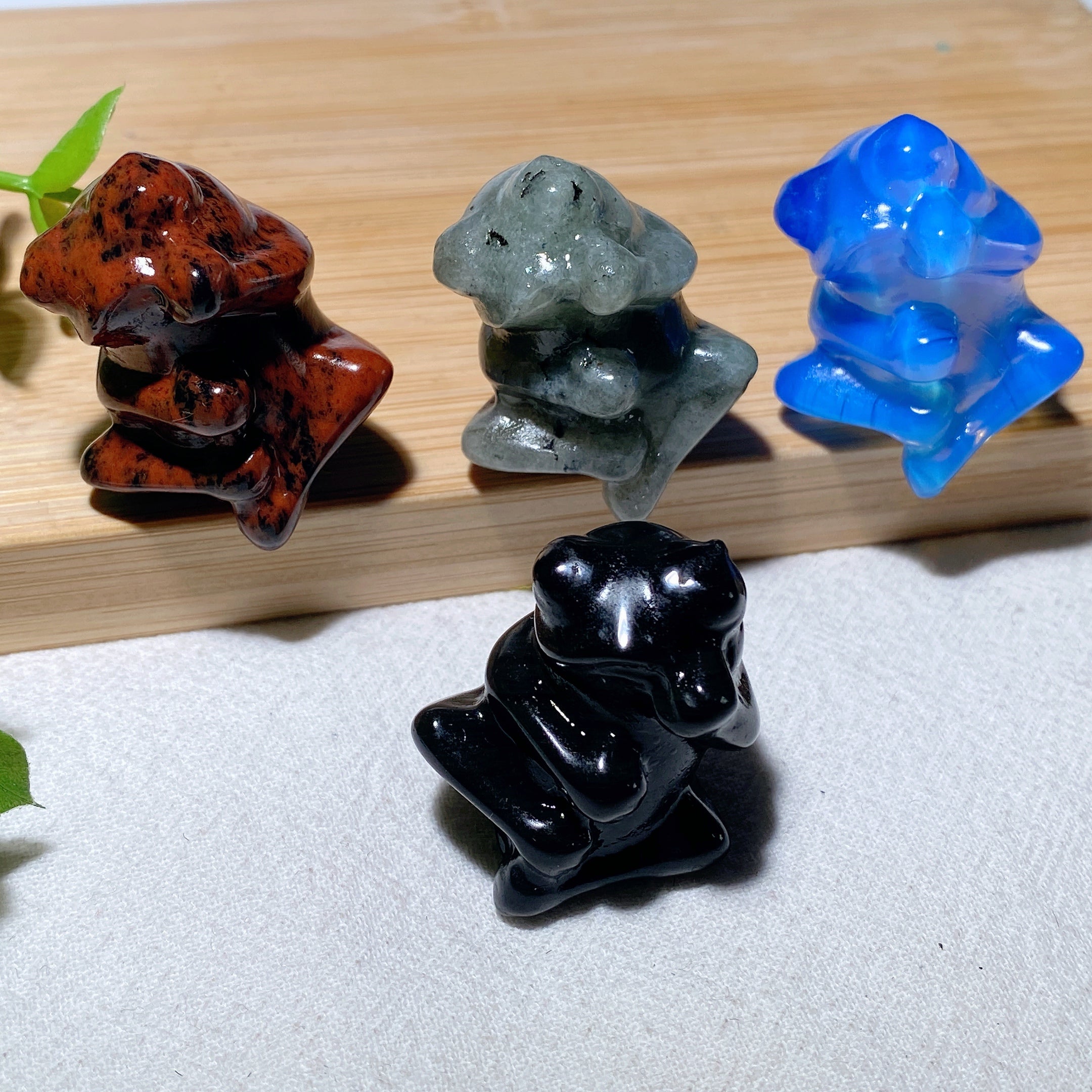 1.3 Inch Mixed Crystal Frog Carvings for Healing and Balance