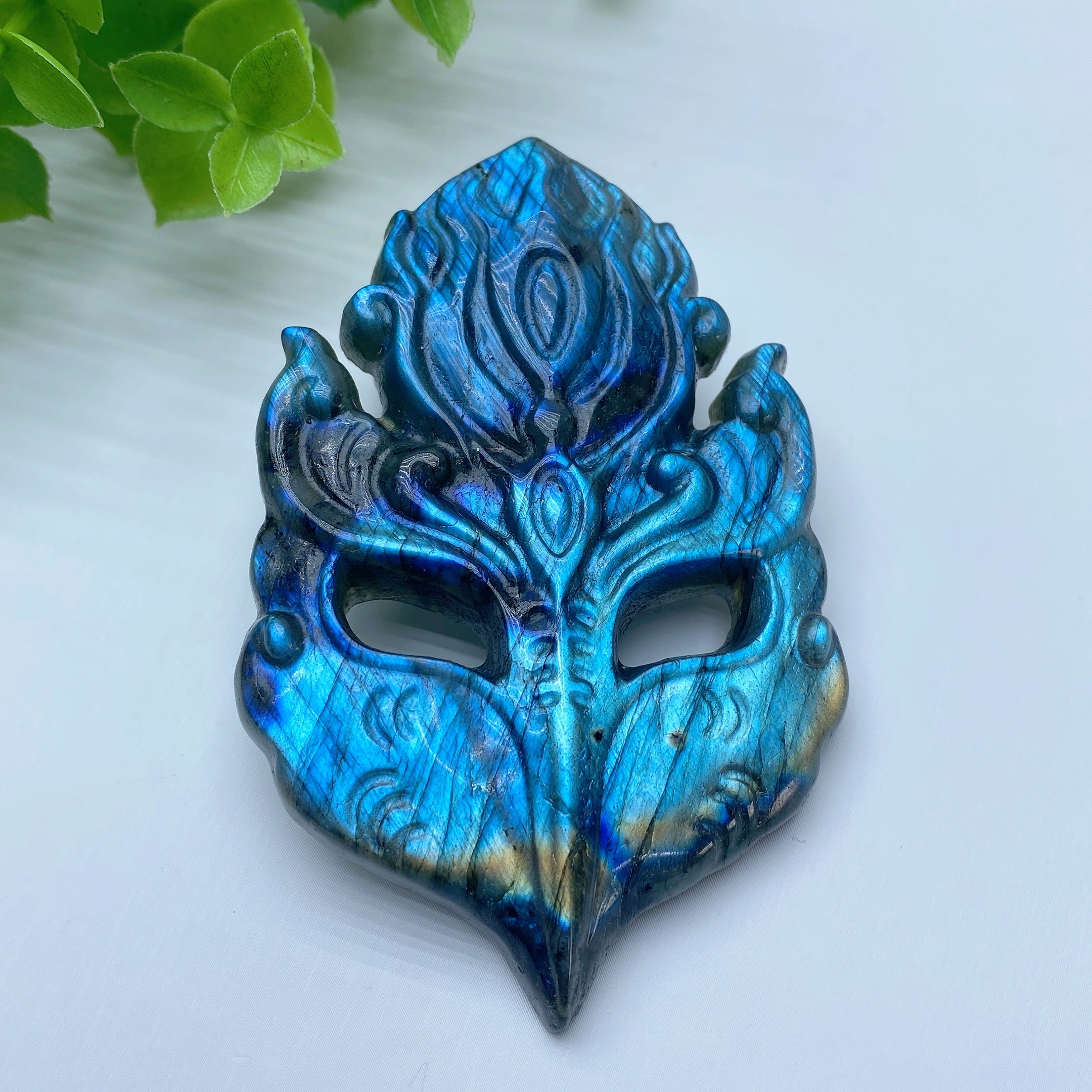 3.8 inch Labradorite Fox Mask Crystal Carving for Healing