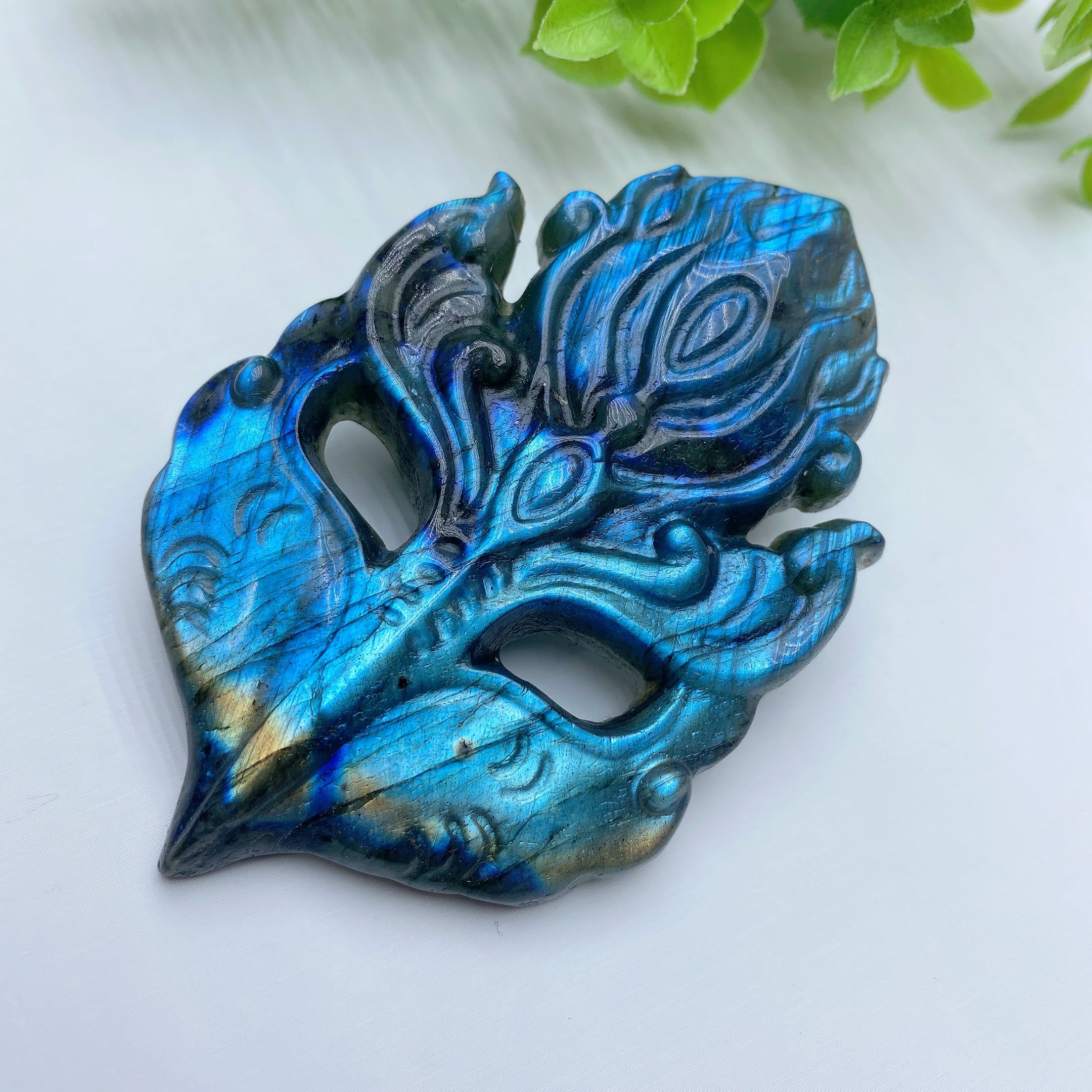 3.8 inch Labradorite Fox Mask Crystal Carving for Healing