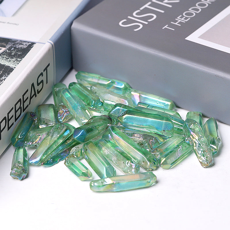 Drilled Green Aura Quartz Crystal Points 1.2-1.7 inch