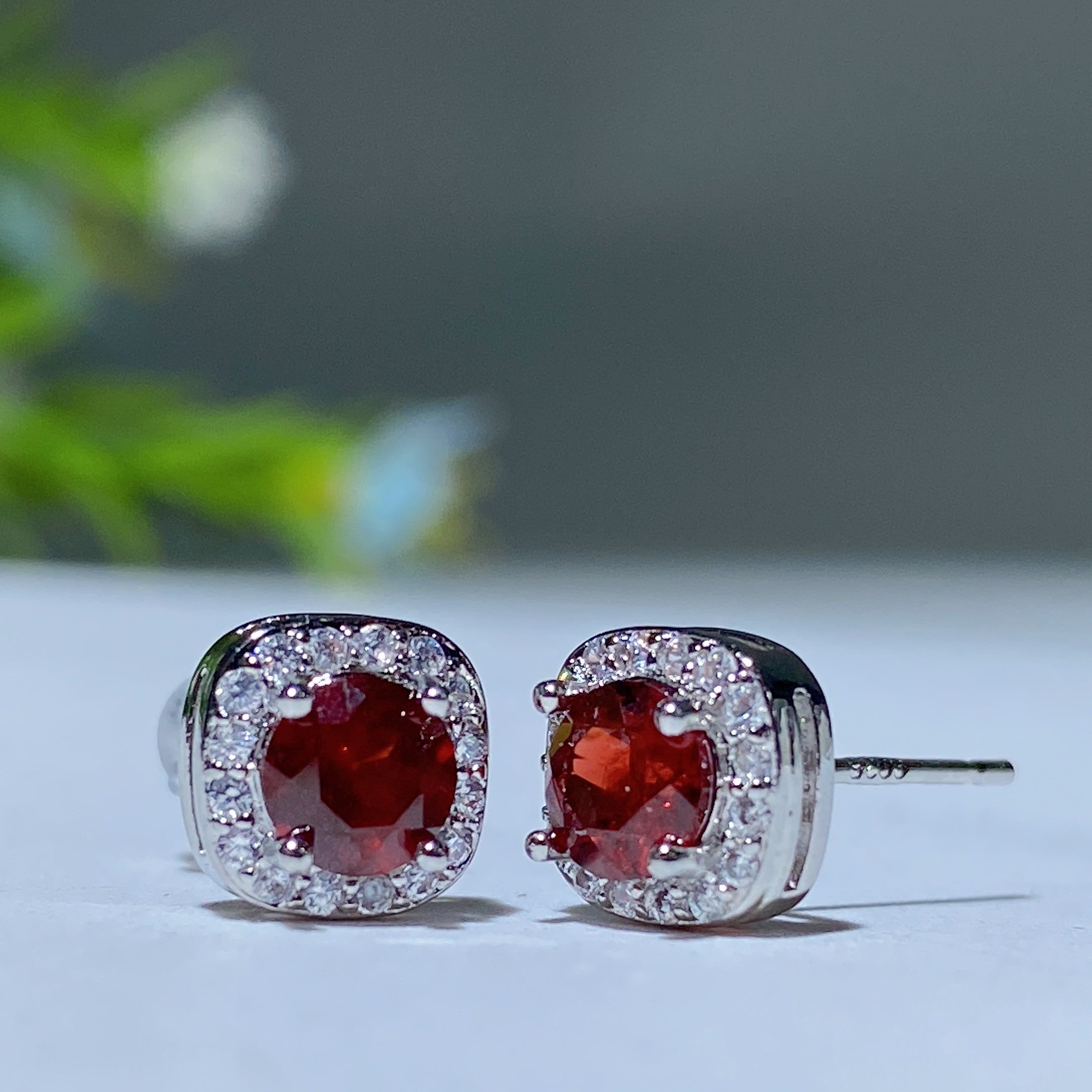 7-12mm Silver Crystal Stud Earrings for Healing & Balance