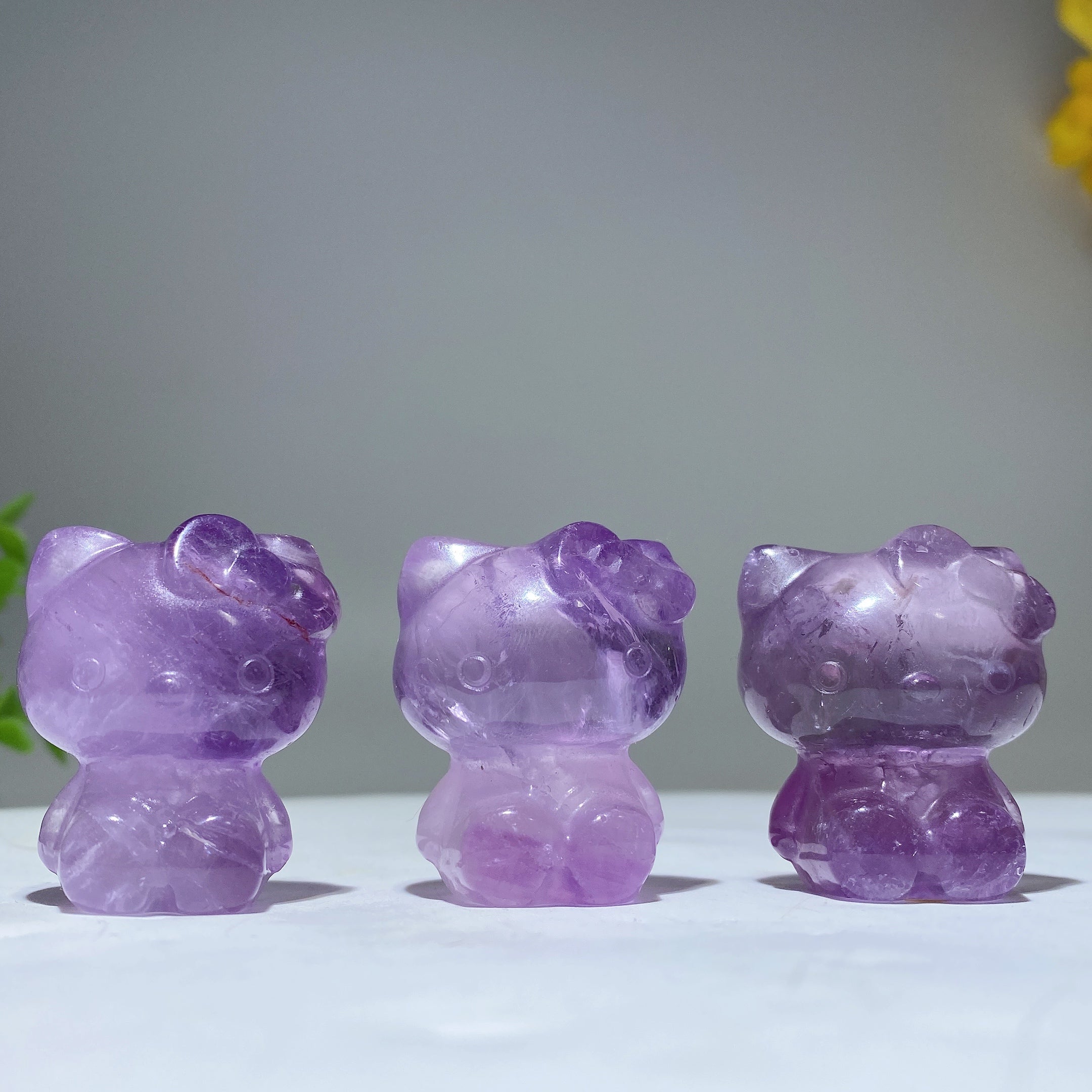 1.5 Inch Amethyst Crystal Hello Kitty Cat Carving