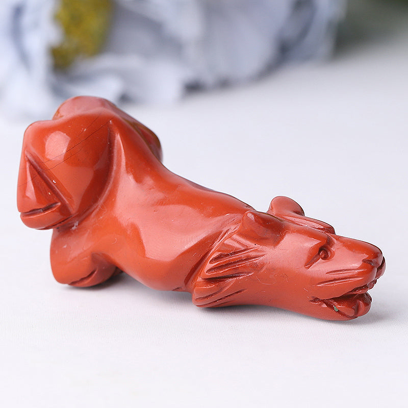 2.5 inch Crystal Wolf Carvings Hand-Carved Gemstone Figurines