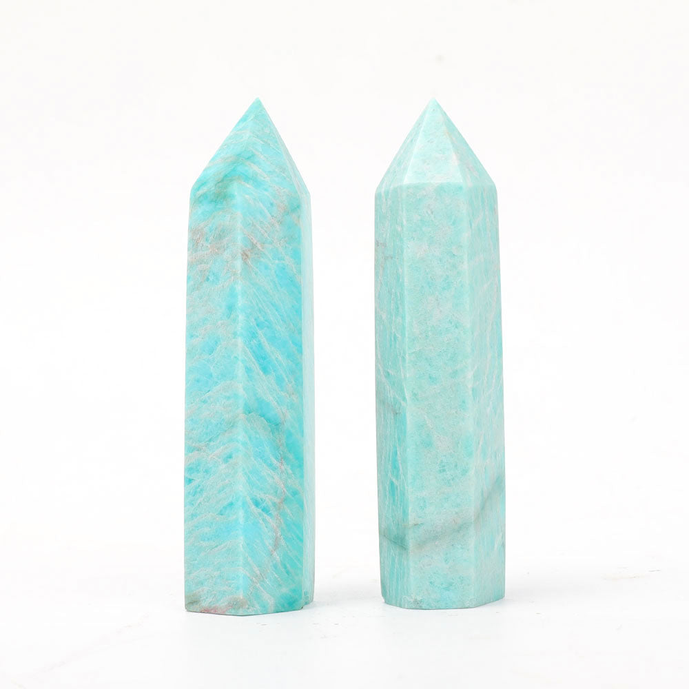 Set of 2 Amazonite Crystal Points 2.5-3.5 Inch Healing Stones