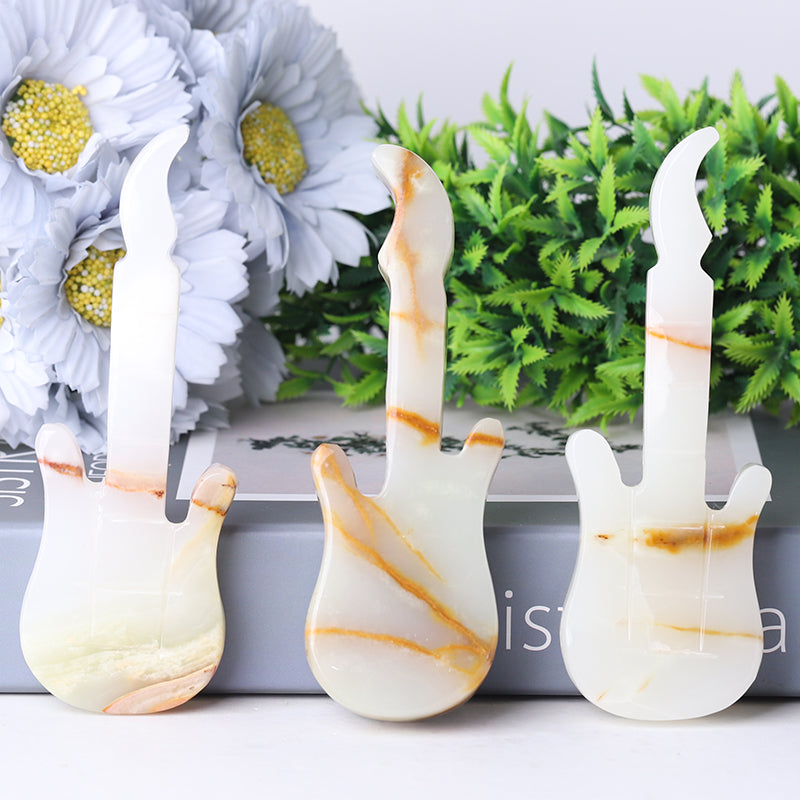 5 inch Afghan Jade Guitar Crystal Carving for Home Decor