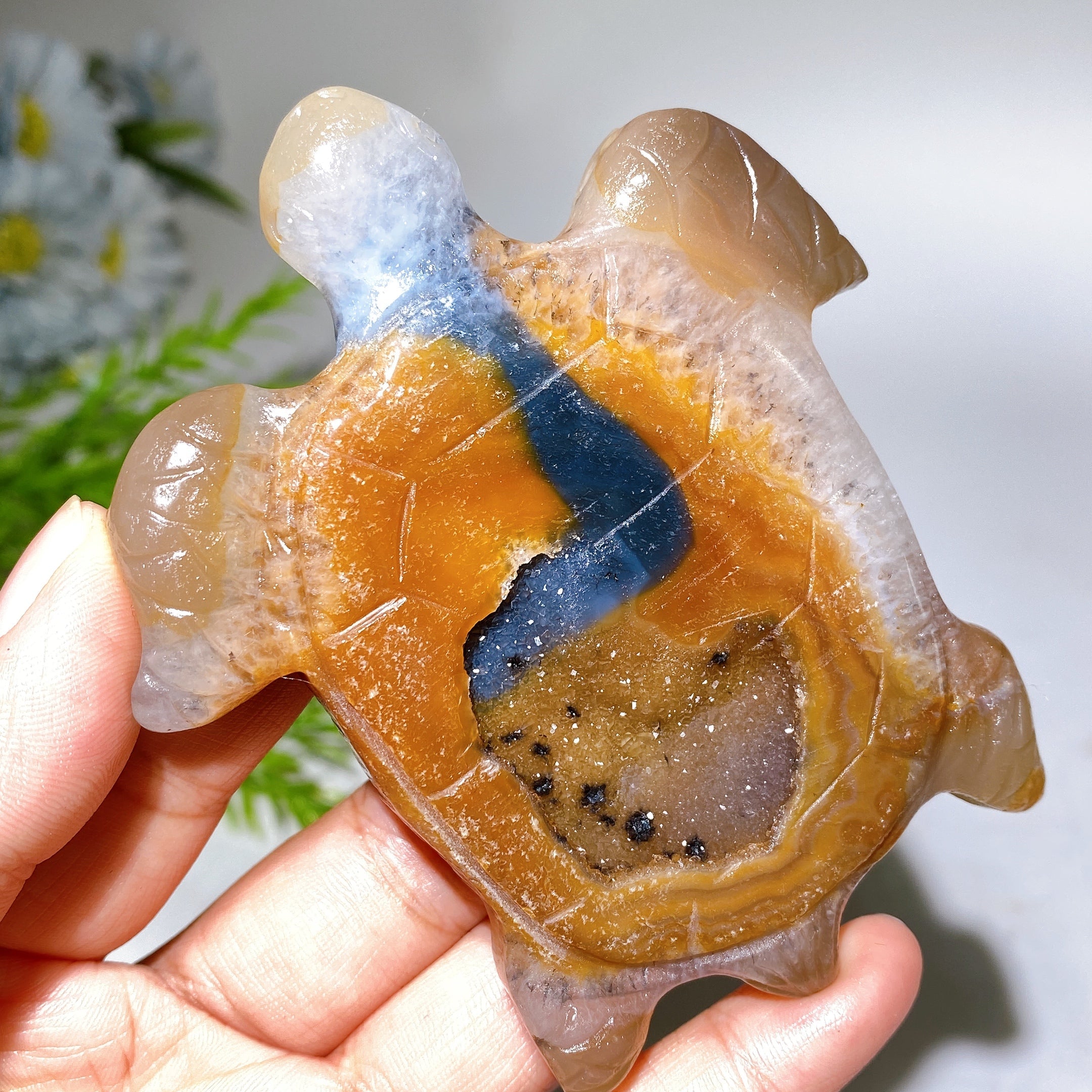 10cm Druzy Agate Crystal Turtle Carving for Healing
