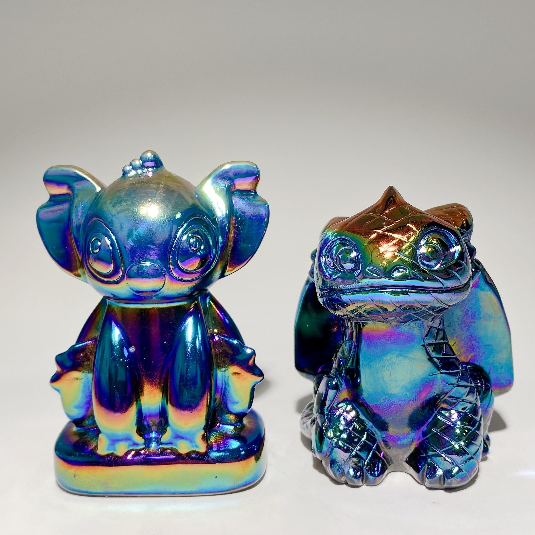 3.2"-3.5" Aura Dark Rainbow Crystal Dragon Carvings