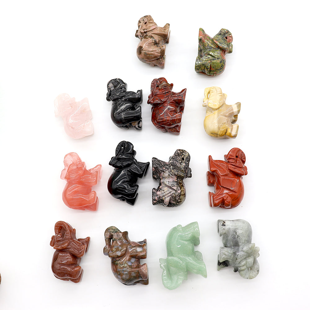 2 inch Carved Gemstone Elephant Figurine for Healing