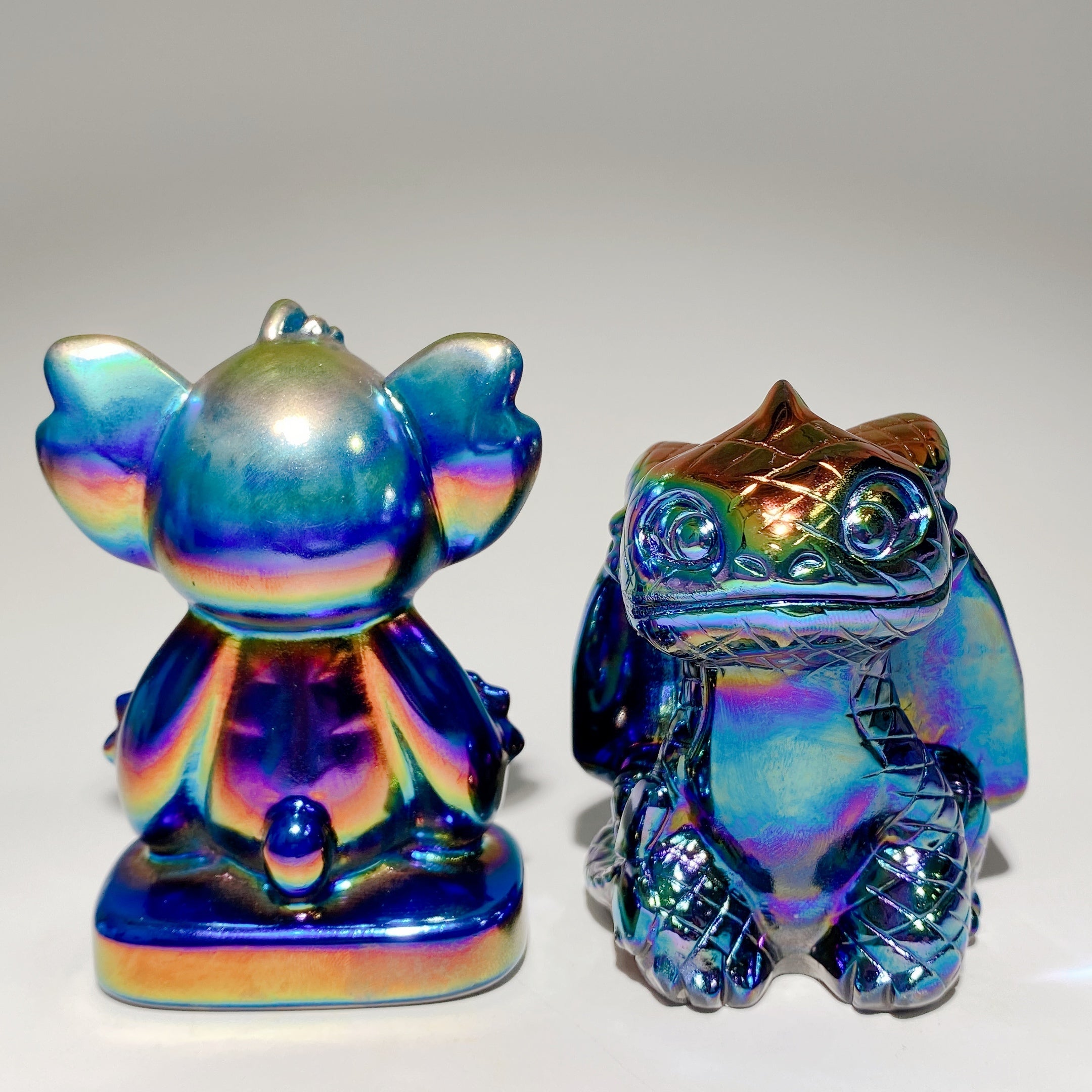 3.2"-3.5" Aura Dark Rainbow Crystal Dragon Carvings