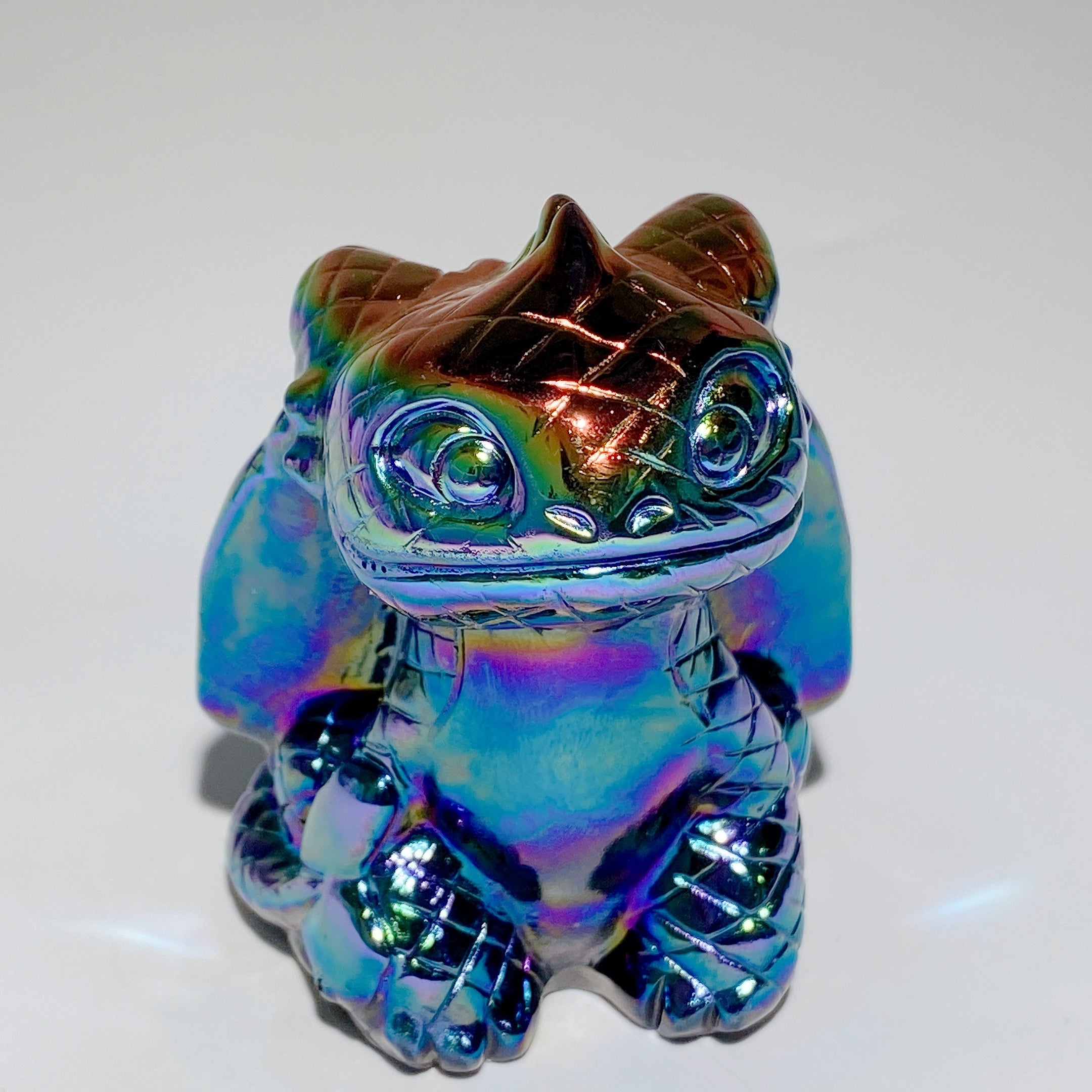 3.2"-3.5" Aura Dark Rainbow Crystal Dragon Carvings